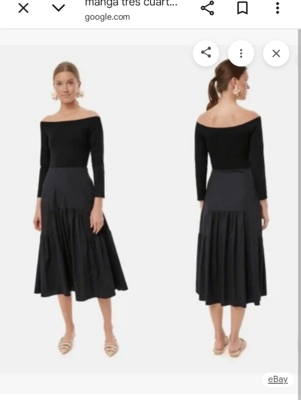 Tuckernuck Black Off-the-Shoulder Midi Dress with Tiered Skirt
